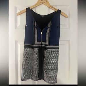 Women's Blue and Black Sleeveless Top